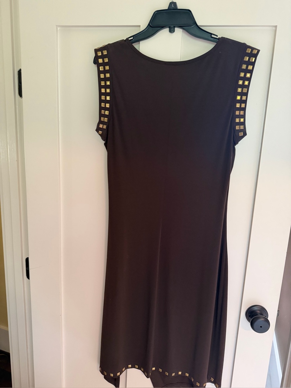 Michael Kors Brown Midi Dress with Gold Stud Trim